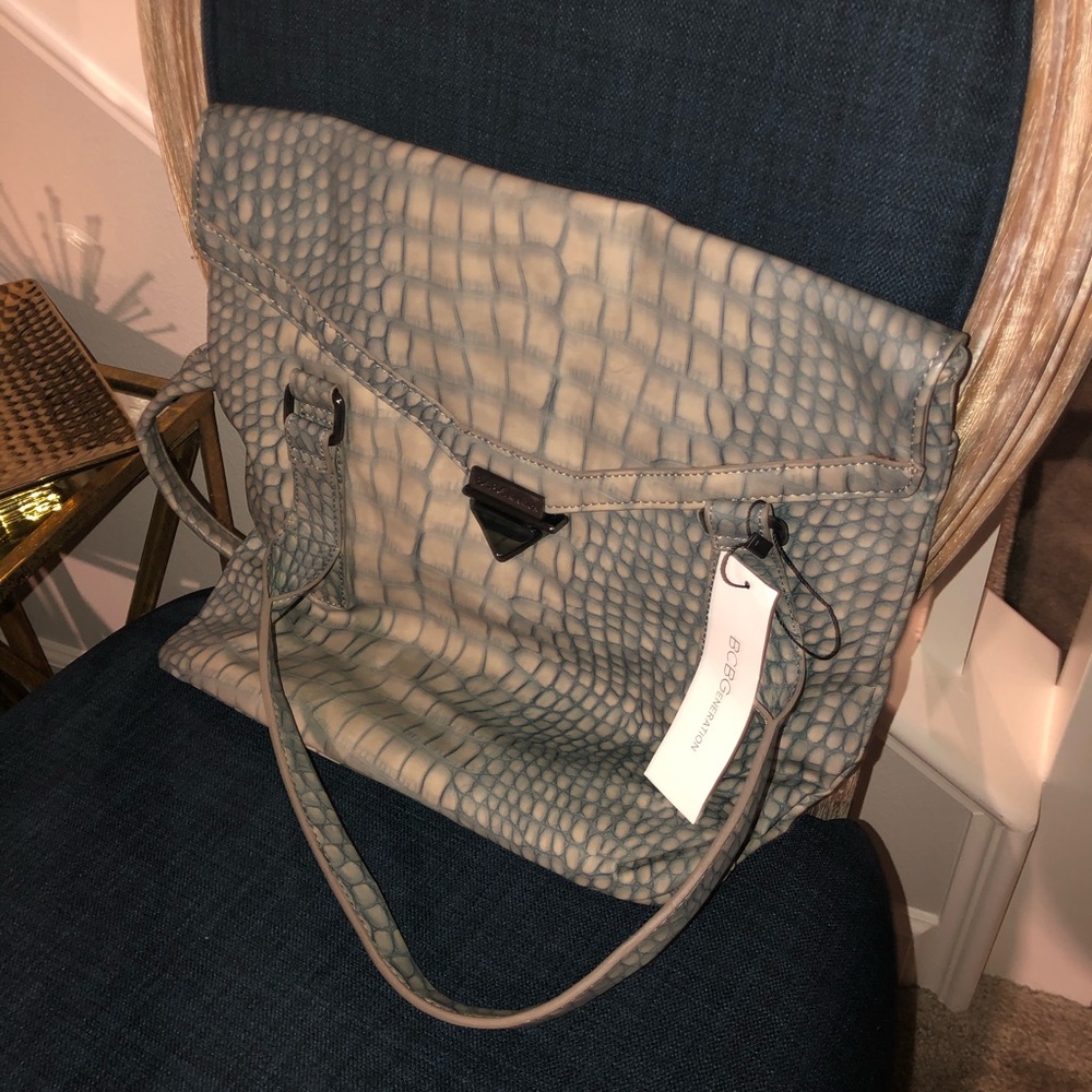 BCBG Leather handbag Teal/Gray NEW